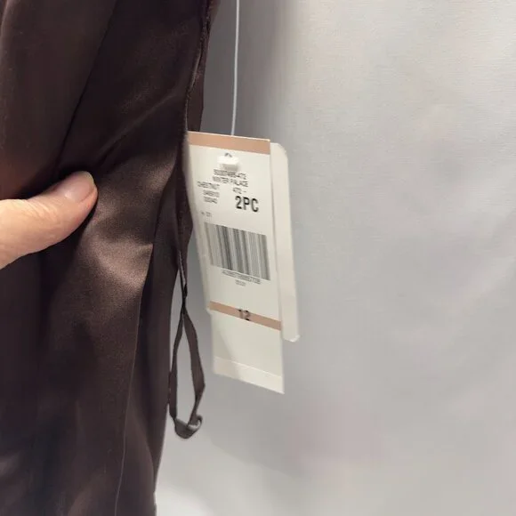 Jones New York Collection sz12 Manderin Banded Collar Lace Top Silk Cami Ruffled - Picture 7 of 16